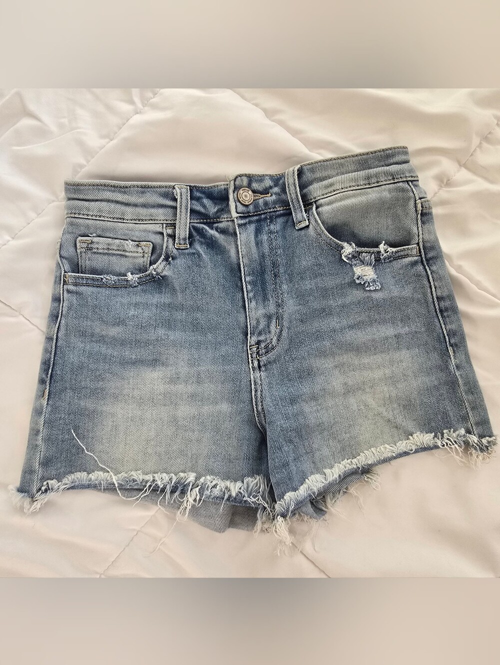 Vervet Light Wash Distressed Denim Shorts